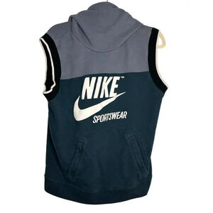 Nike Sportswear Sleeveless Hoodie Size Medium Hooded Sweatshirt Blue Kangaroo